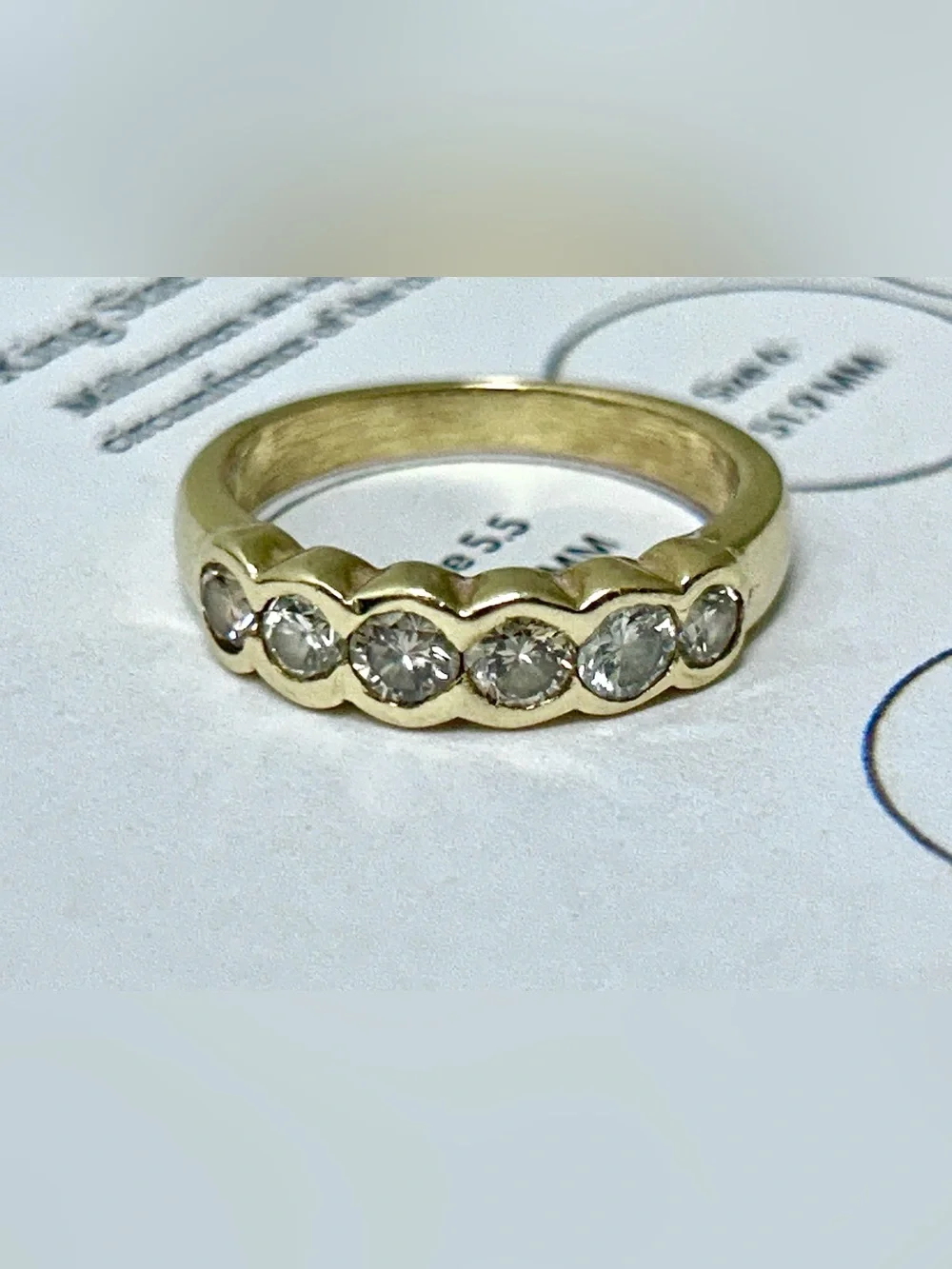 Vintage 14 Karat Gold 6 Bezel Set Diamond Ring